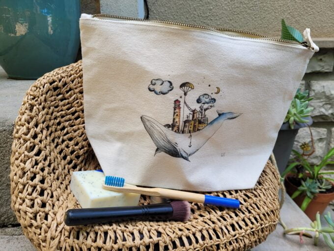 Grande trousse en tissu Baleine 1 Grande trousse en tissu Baleine